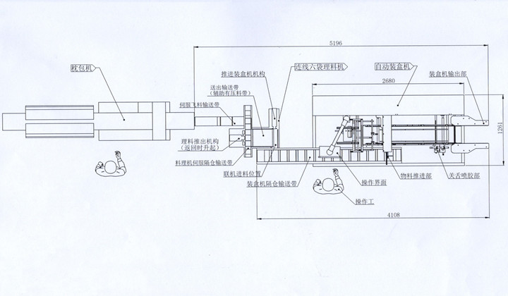 Packaging connection between pillow packaging machine and cartoning machine