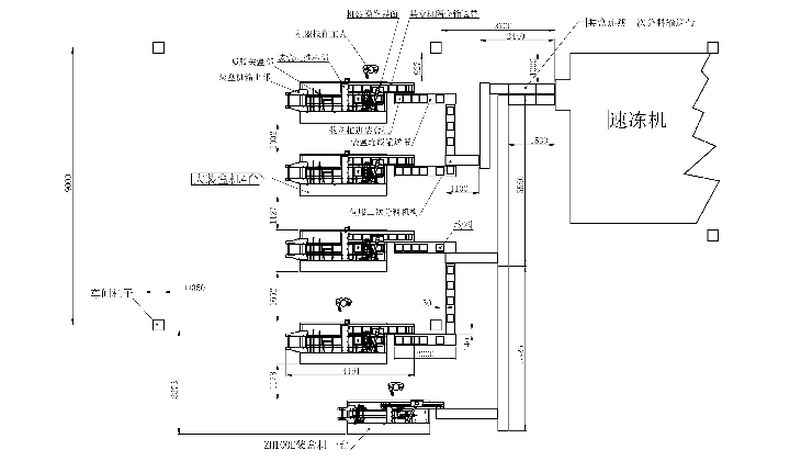 Automatic box packaging production line for quick-frozen food